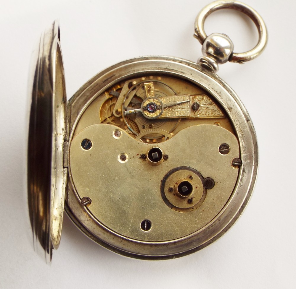 An antique silver full hunter pocket watch. View VI