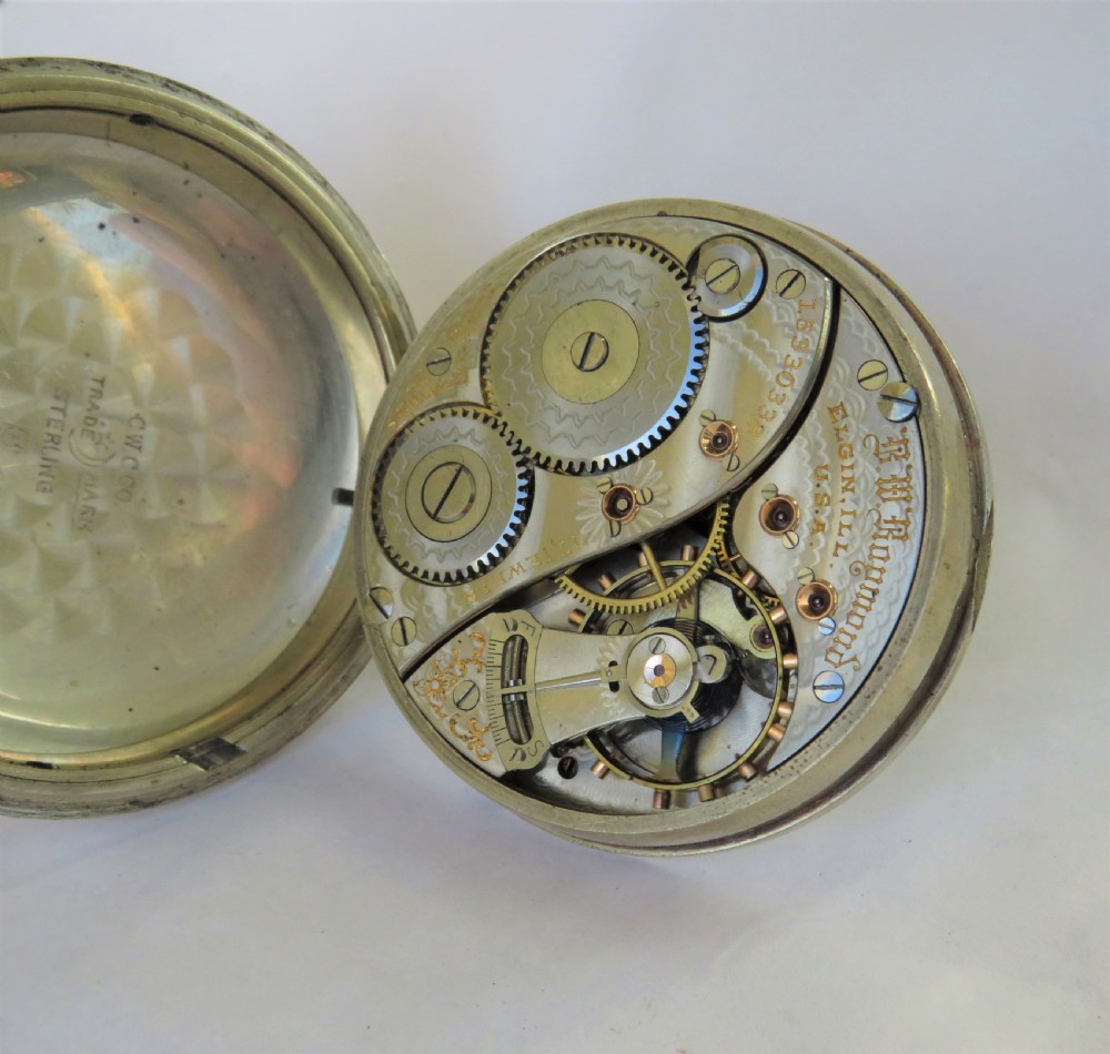 Silver Elgin B W Raymond railroad pocket watch View II