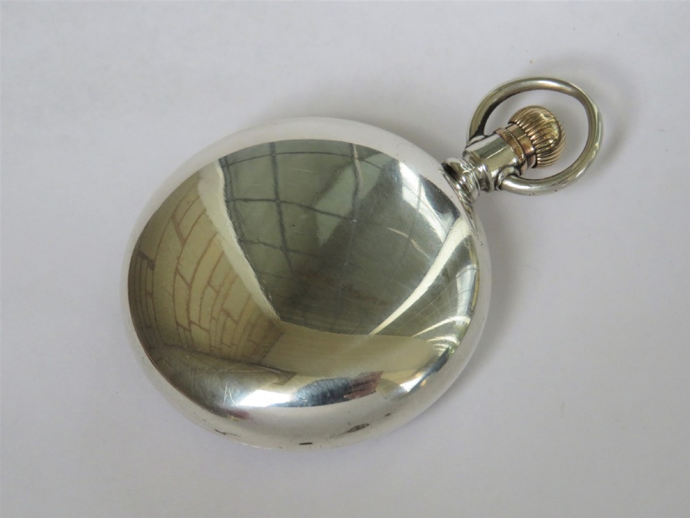 Silver Elgin B W Raymond railroad pocket watch View IV