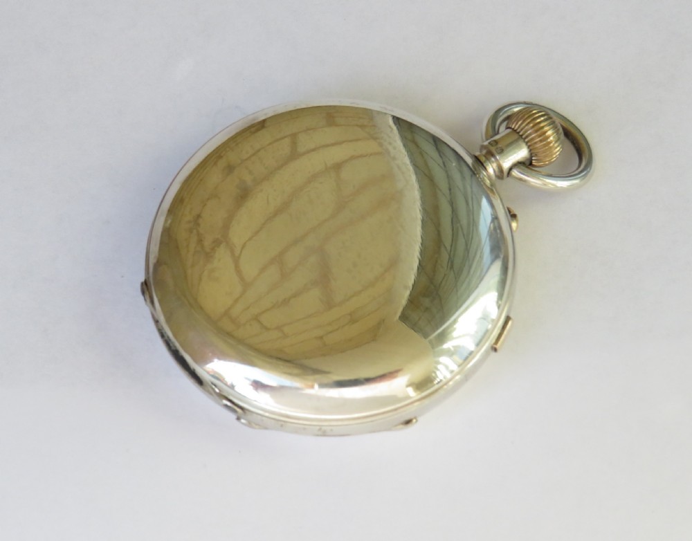 Antique English silver hunter chrono  pocket watch View IV