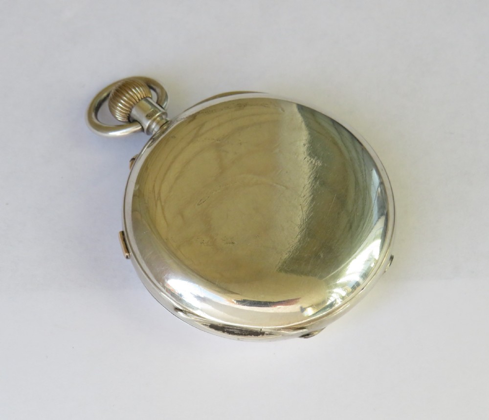 Antique English silver hunter chrono  pocket watch View V