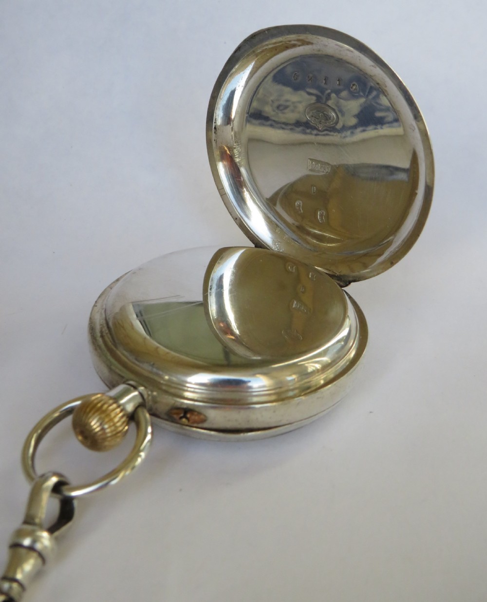 Antique silver pocket watch and chain, c1900 View III