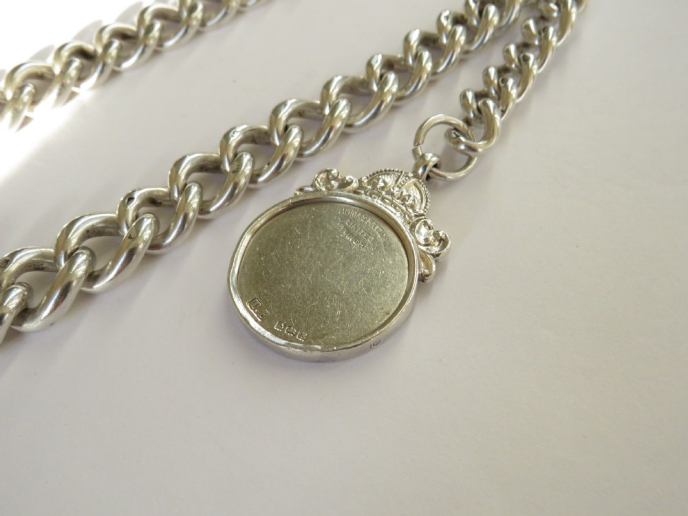 Heavy antique silver pocket watch chain, 1900 View III