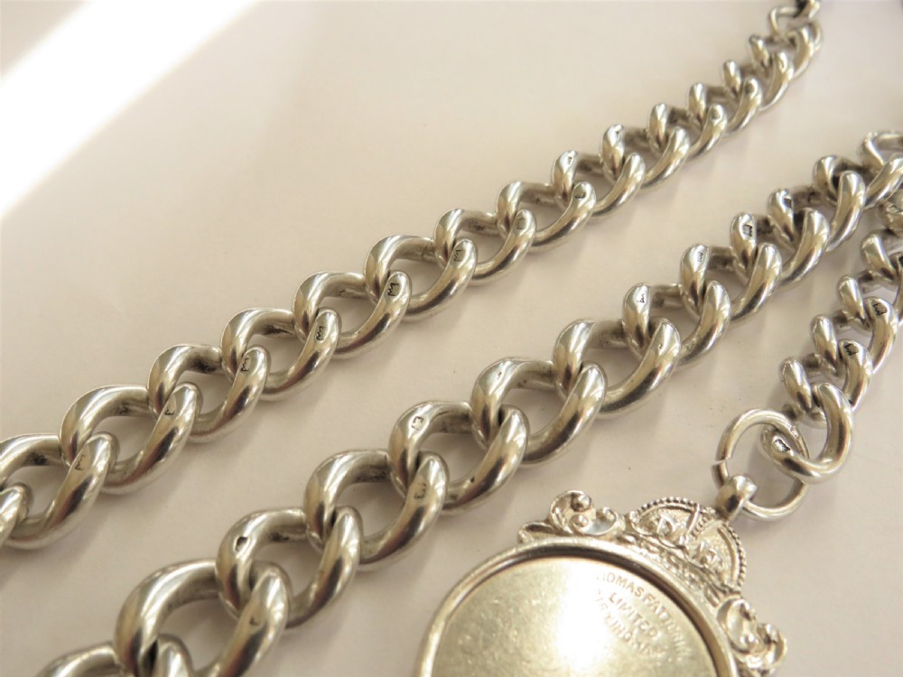 Heavy antique silver pocket watch chain, 1900 View IV