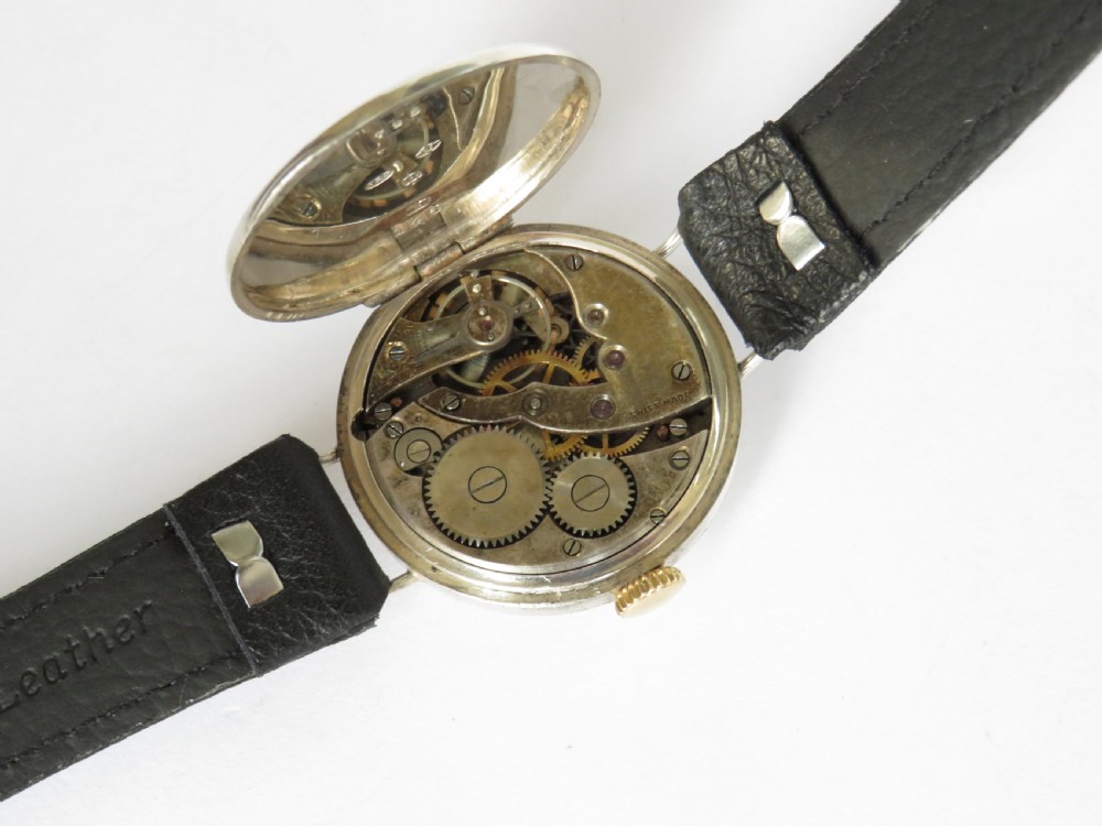 Antique Masonic silver Marvin trench watch, 1915 View V