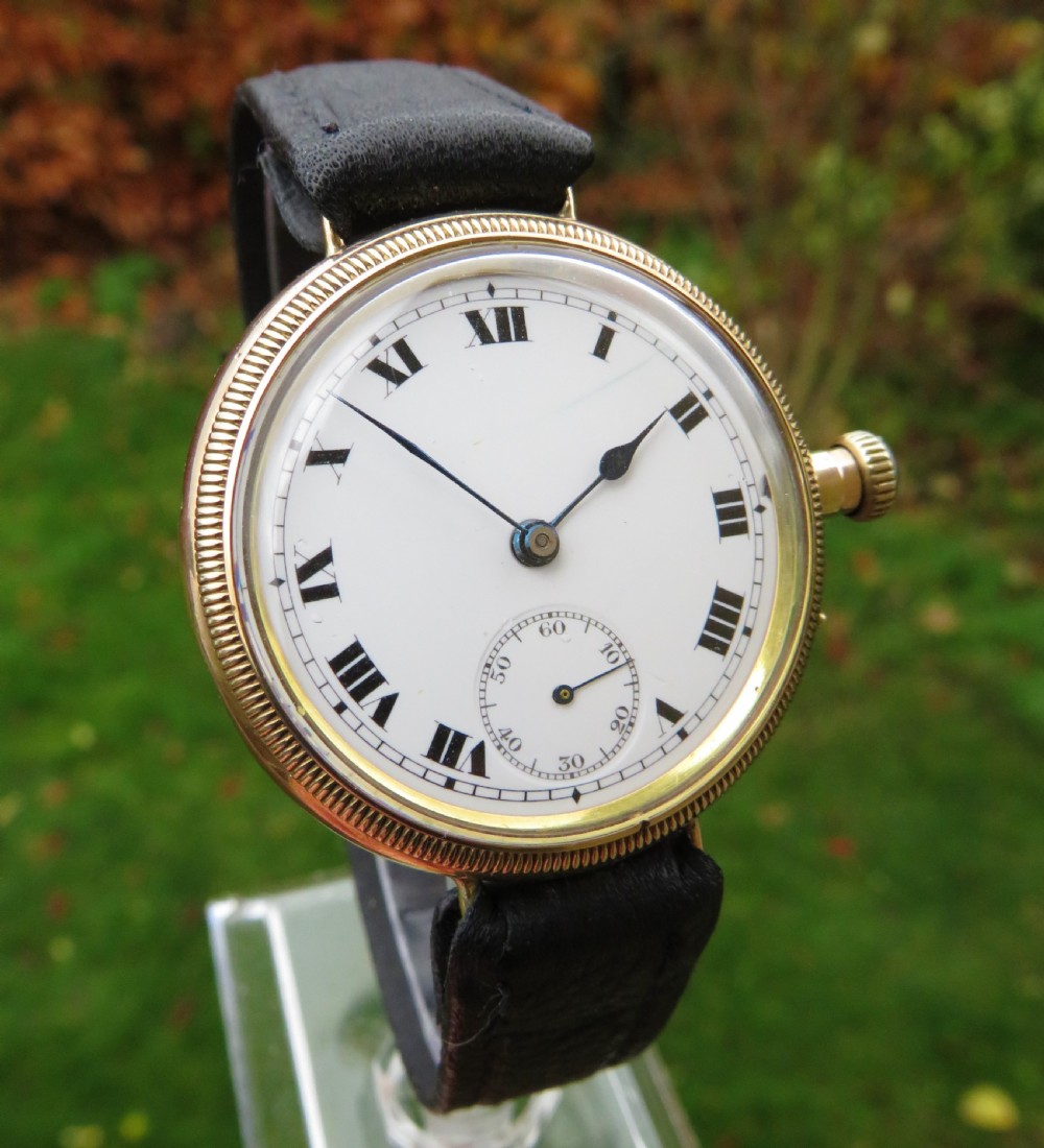 Gents 9ct gold Vertex trench watch, 1925 View II