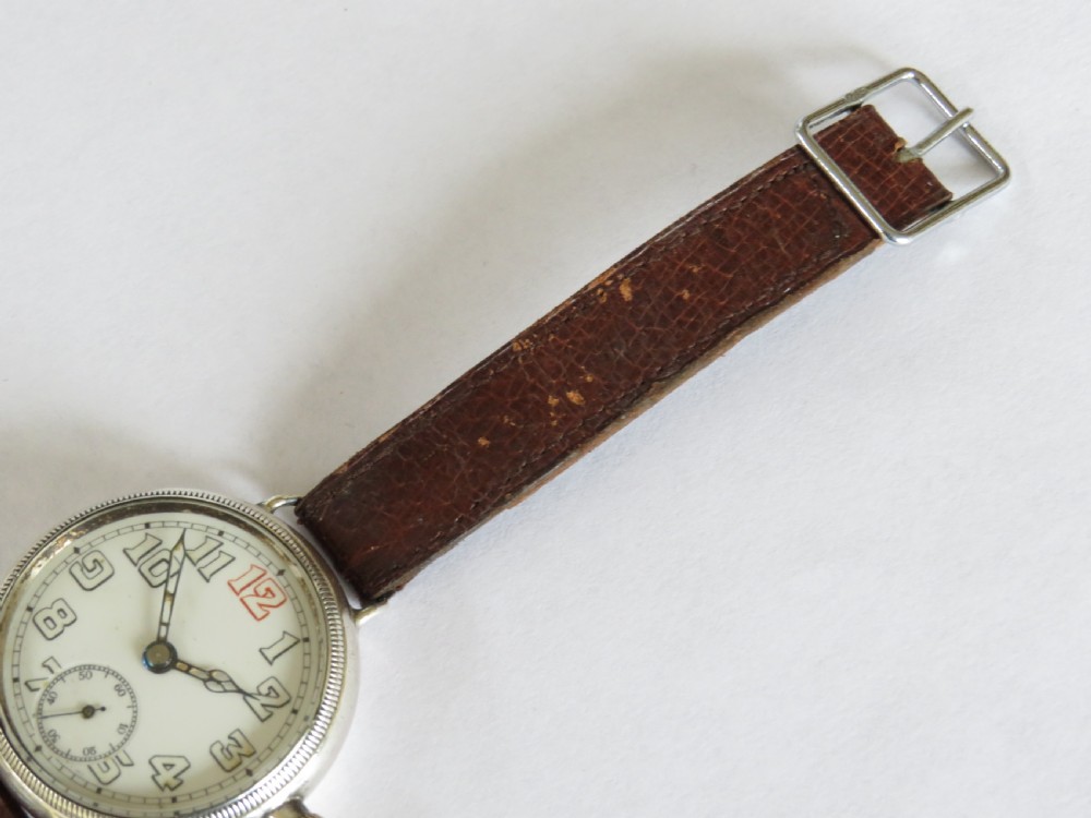 Antique silver Borgel cased trench watch, 1915 View V