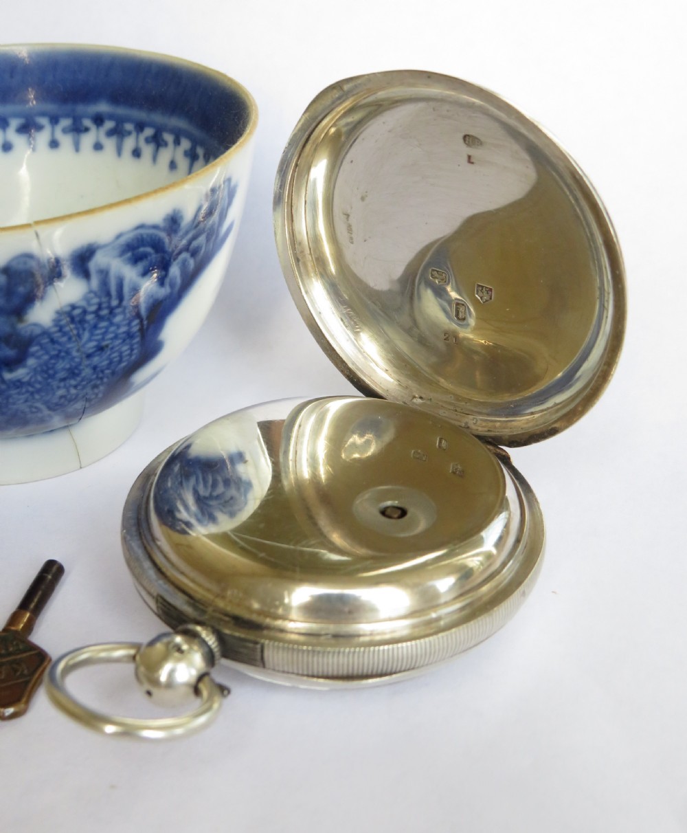 Antique silver fusee pocket watch, Fattorini  View II