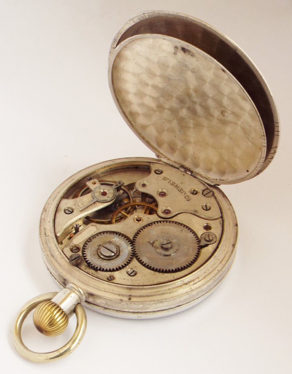 1930s Swiss stem winding pocket watch. View V