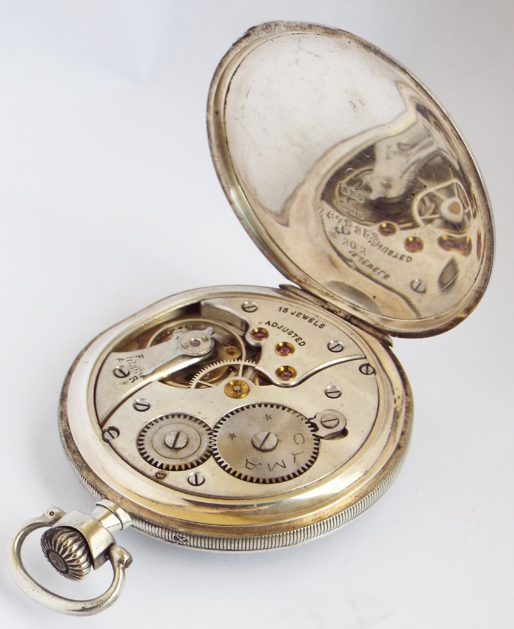 1925 silver Cyma pocket watch with albert View III