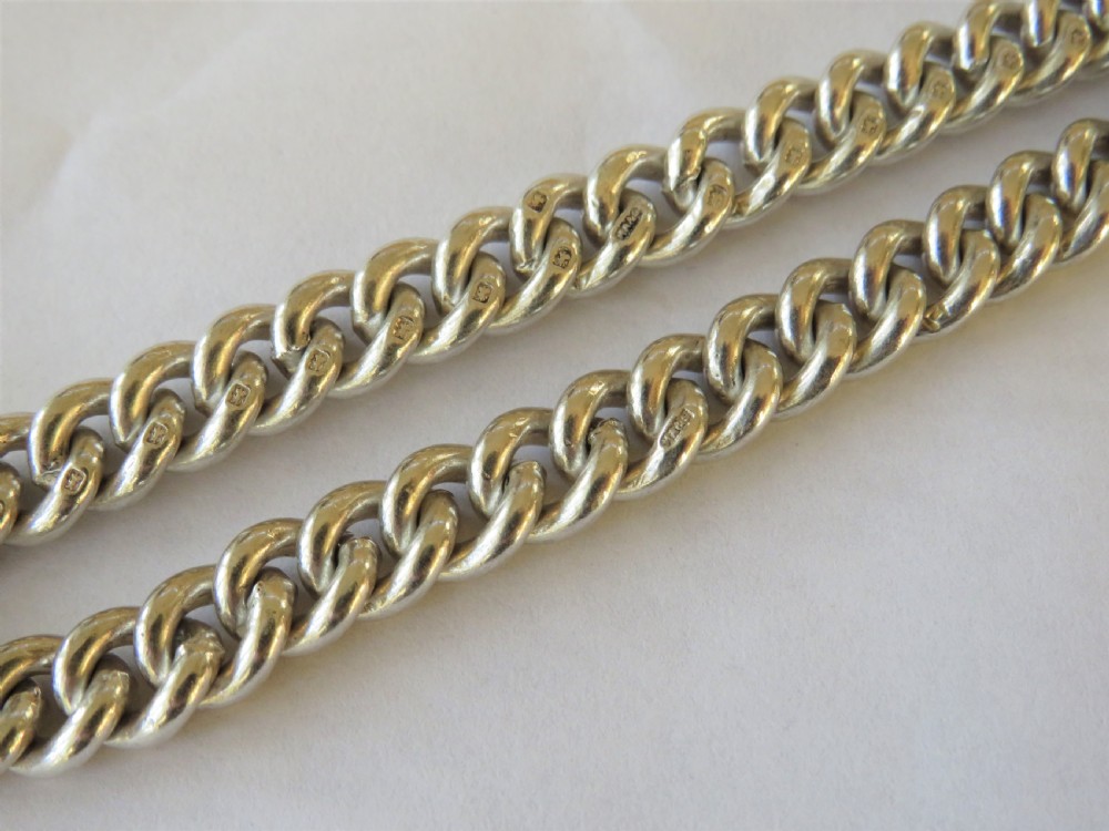 Antique 1909 silver double watch chain with vesta View II