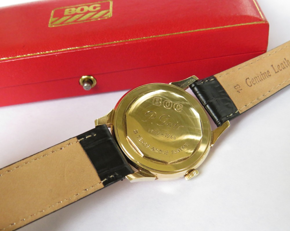 Gents boxed 9ct gold Garrard automatic wrist watch, 1968 View V