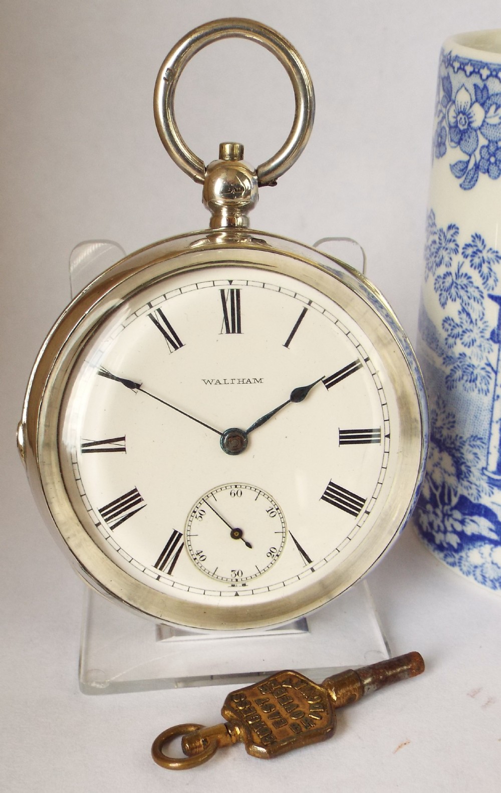Antique silver Waltham pocket watch.