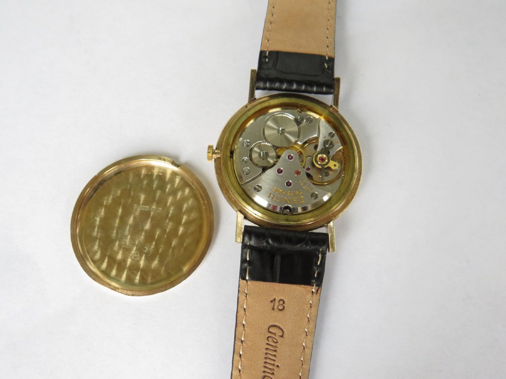 Gents 9ct gold Zenith wrist watch, 1968 View V