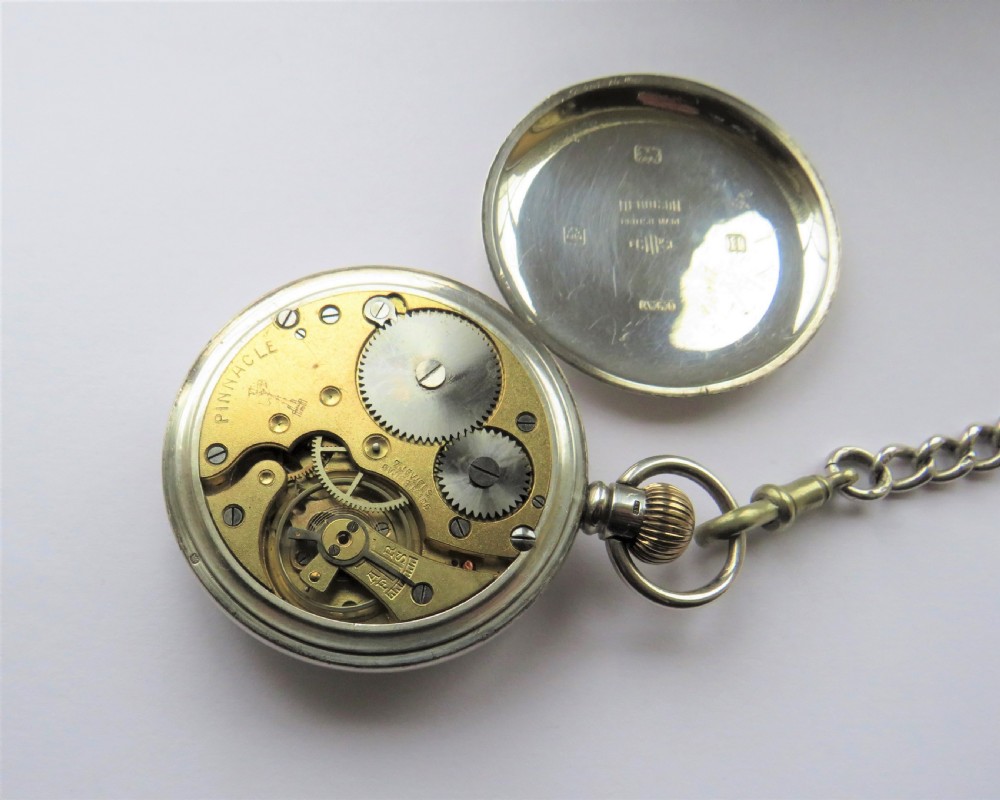 1932 silver Pinnacle pocket watch and silver chain View IV