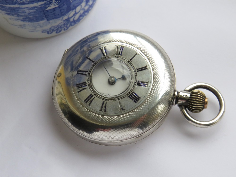 Antique silver Omega half hunter pocket watch