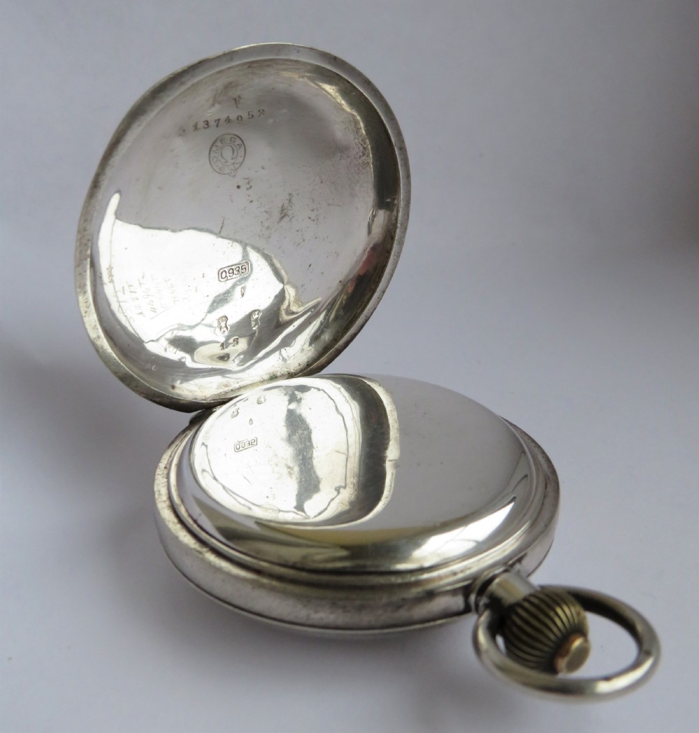 Antique silver Omega half hunter pocket watch View IV