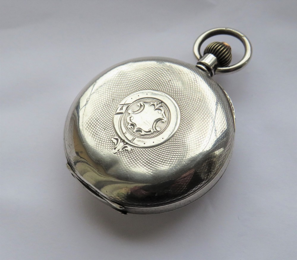Antique silver Omega half hunter pocket watch View VI
