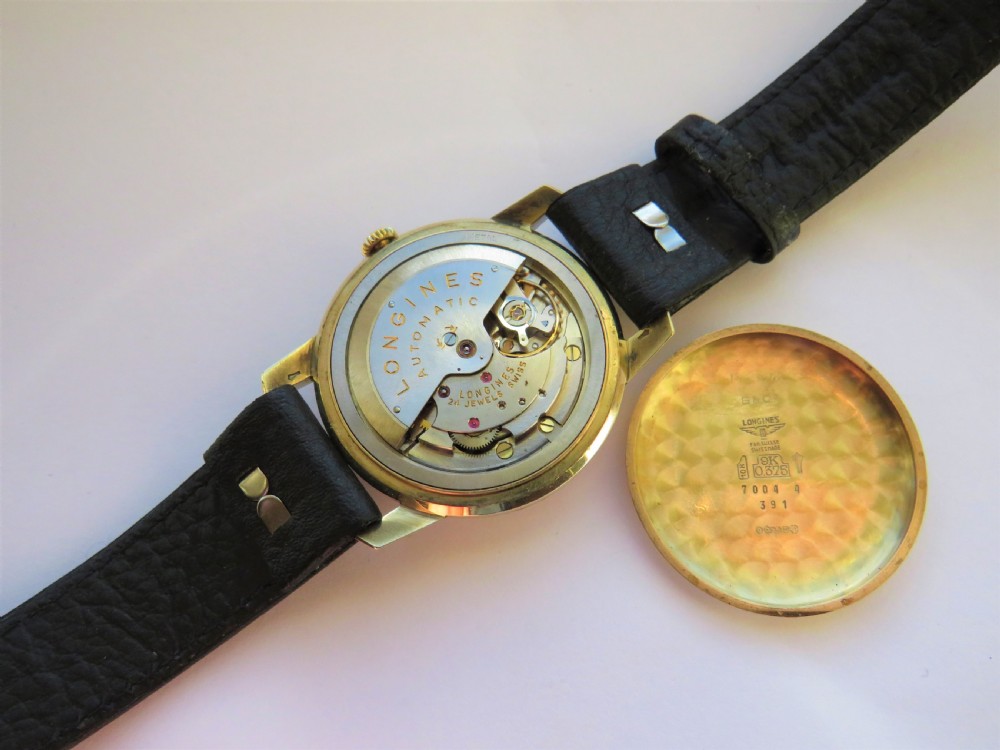 Gents 9ct gold Longines automatic wrist watch View V
