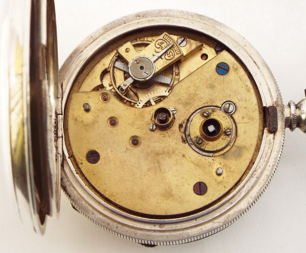 Antique 1915 silver H Samuel pocket watch View V