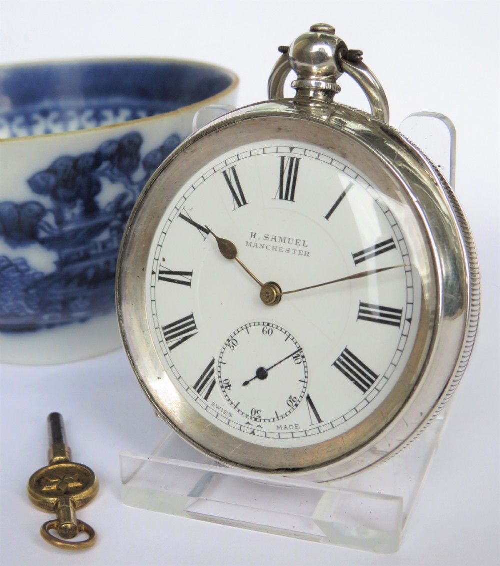 Antique 1915 silver H Samuel pocket watch View VI