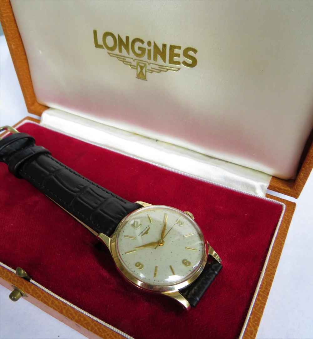 Gents 9ct gold Longines wrist watch, boxed View II