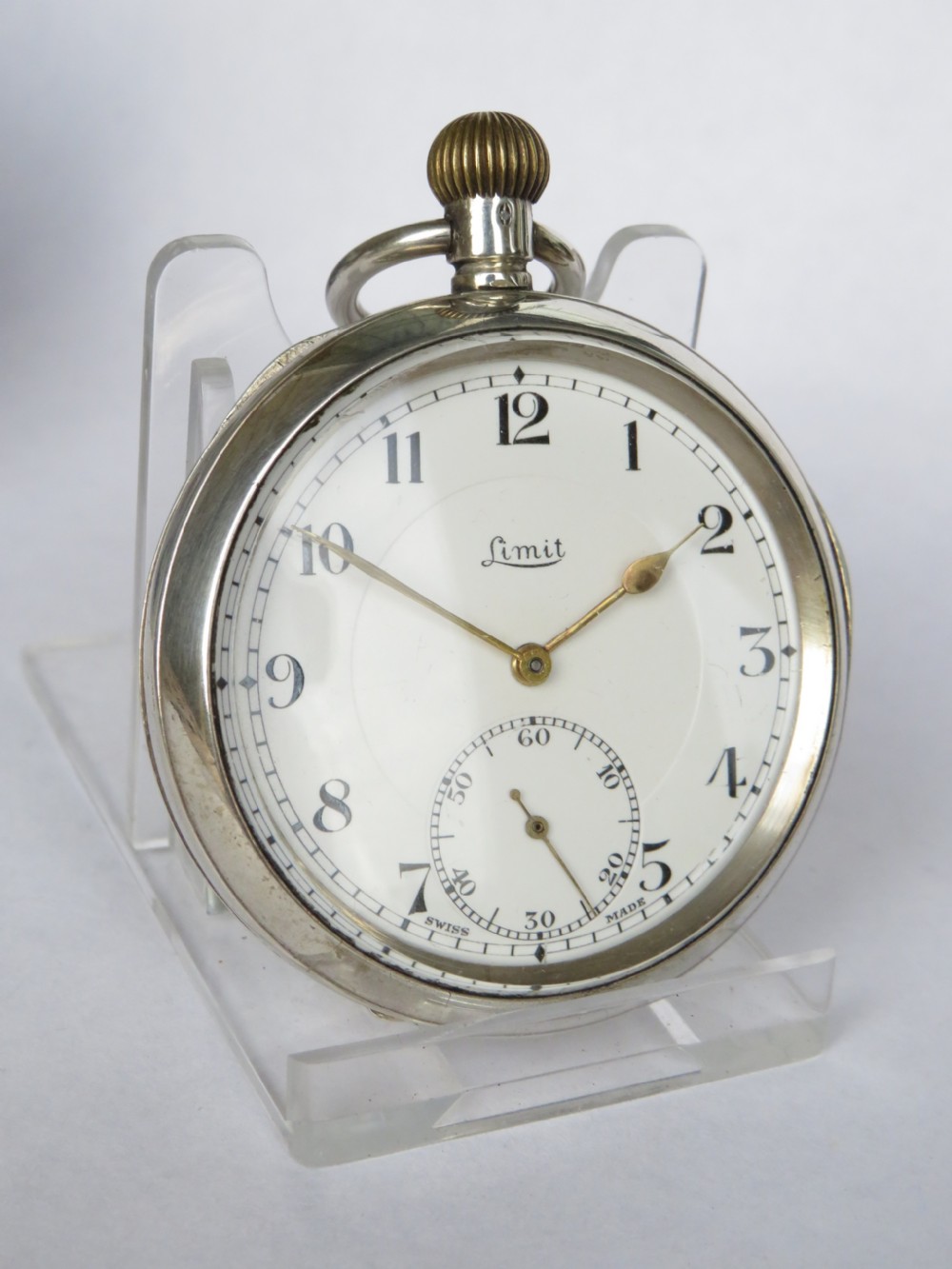 Antique 1919 silver Limit pocket watch View II