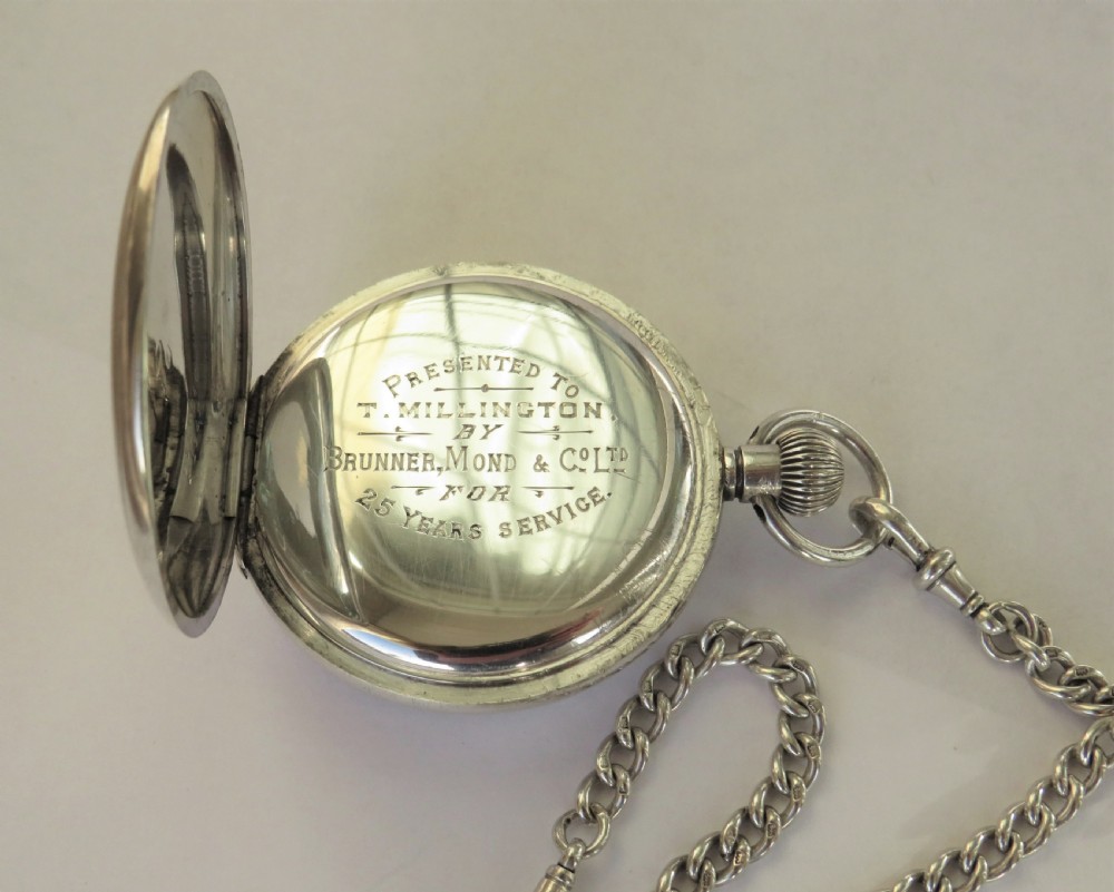 Antique silver pocket watch and chain View IV