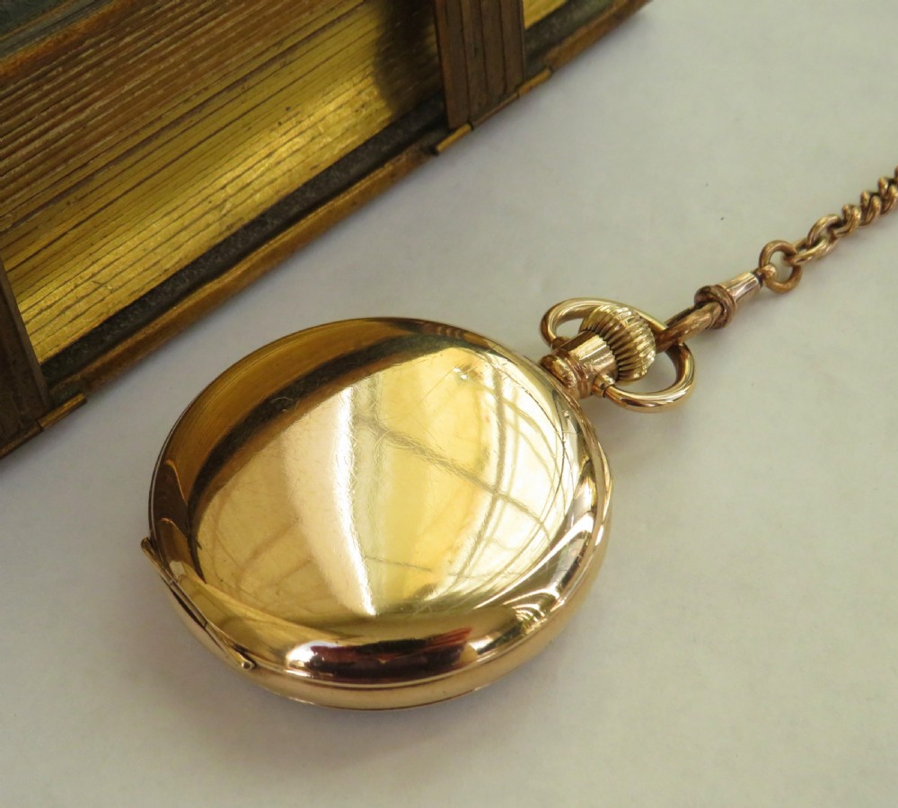 Antique stem winding Waltham pocket watch & chain. View II