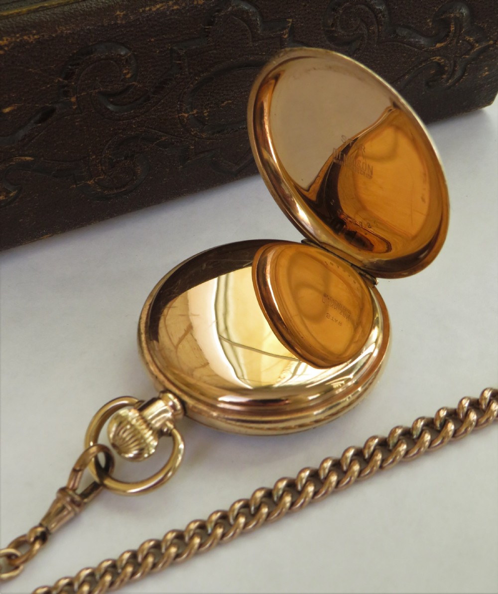 Antique stem winding Waltham pocket watch & chain. View III