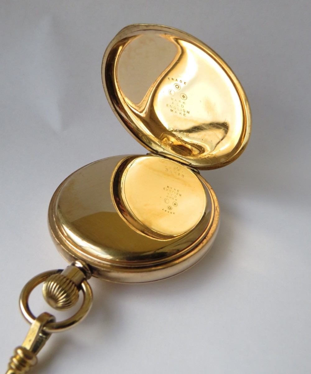 English ¾ plate half hunter pocket watch & albert View V