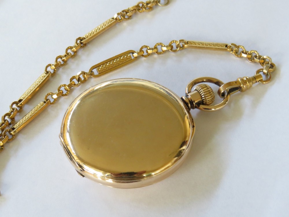 English ¾ plate half hunter pocket watch & albert View VI