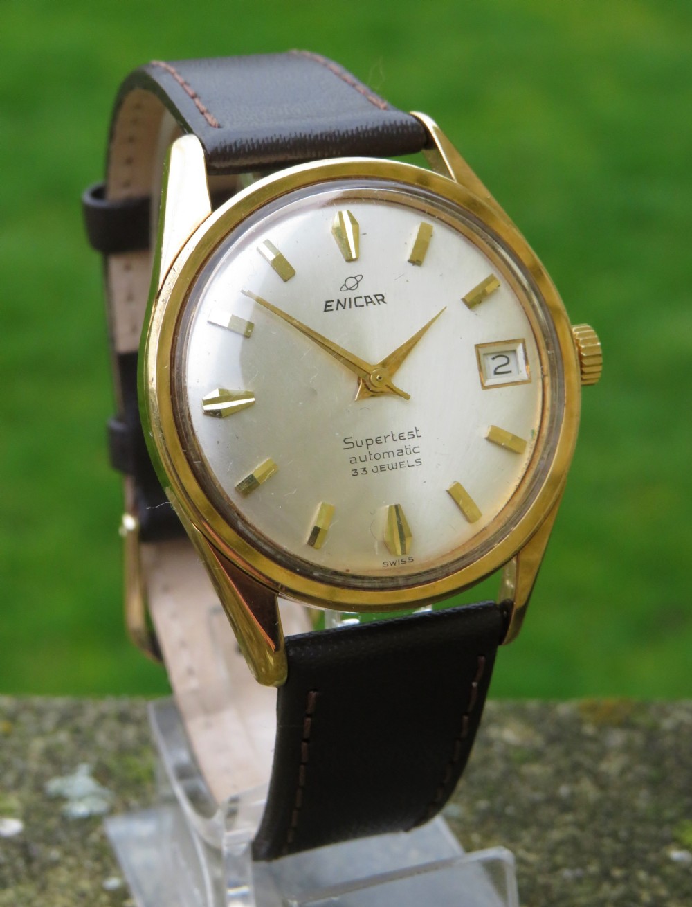 Gents 1960s Enicar Supertest Sea Pearl wrist watch View V