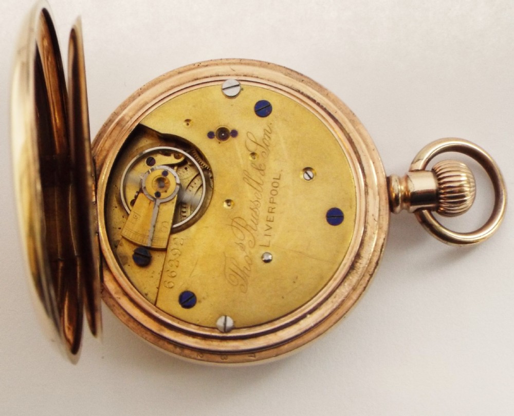 An antique full hunter pocket watch by Thomas Russell. View V
