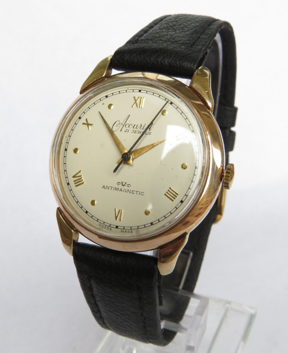 Gents 9ct gold Accurist wrist watch, 1948 View II