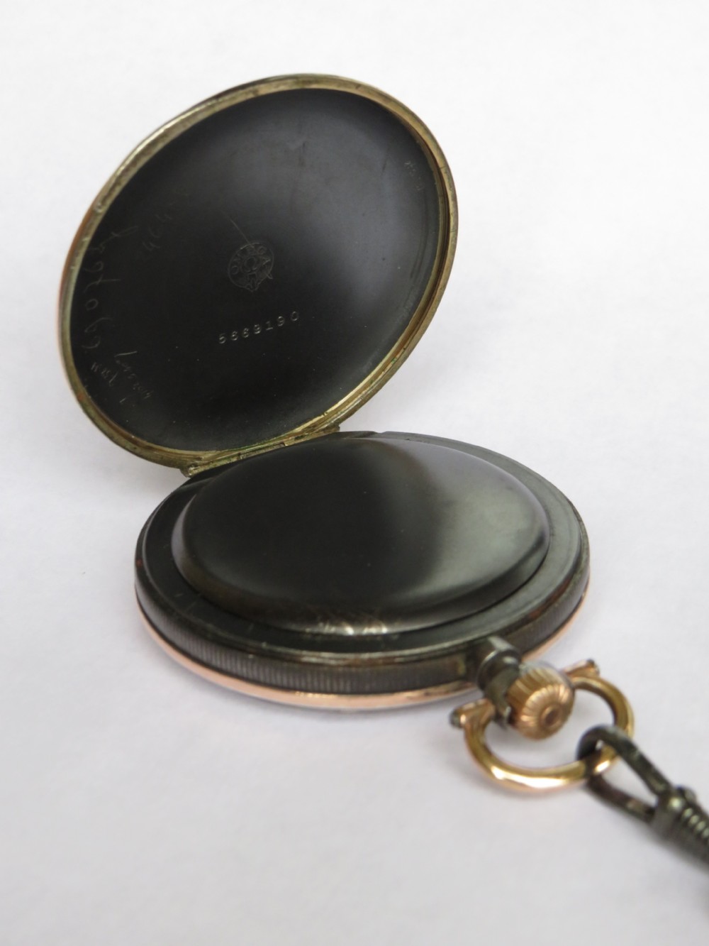 Antique Omega gun metal pocket watch View IV