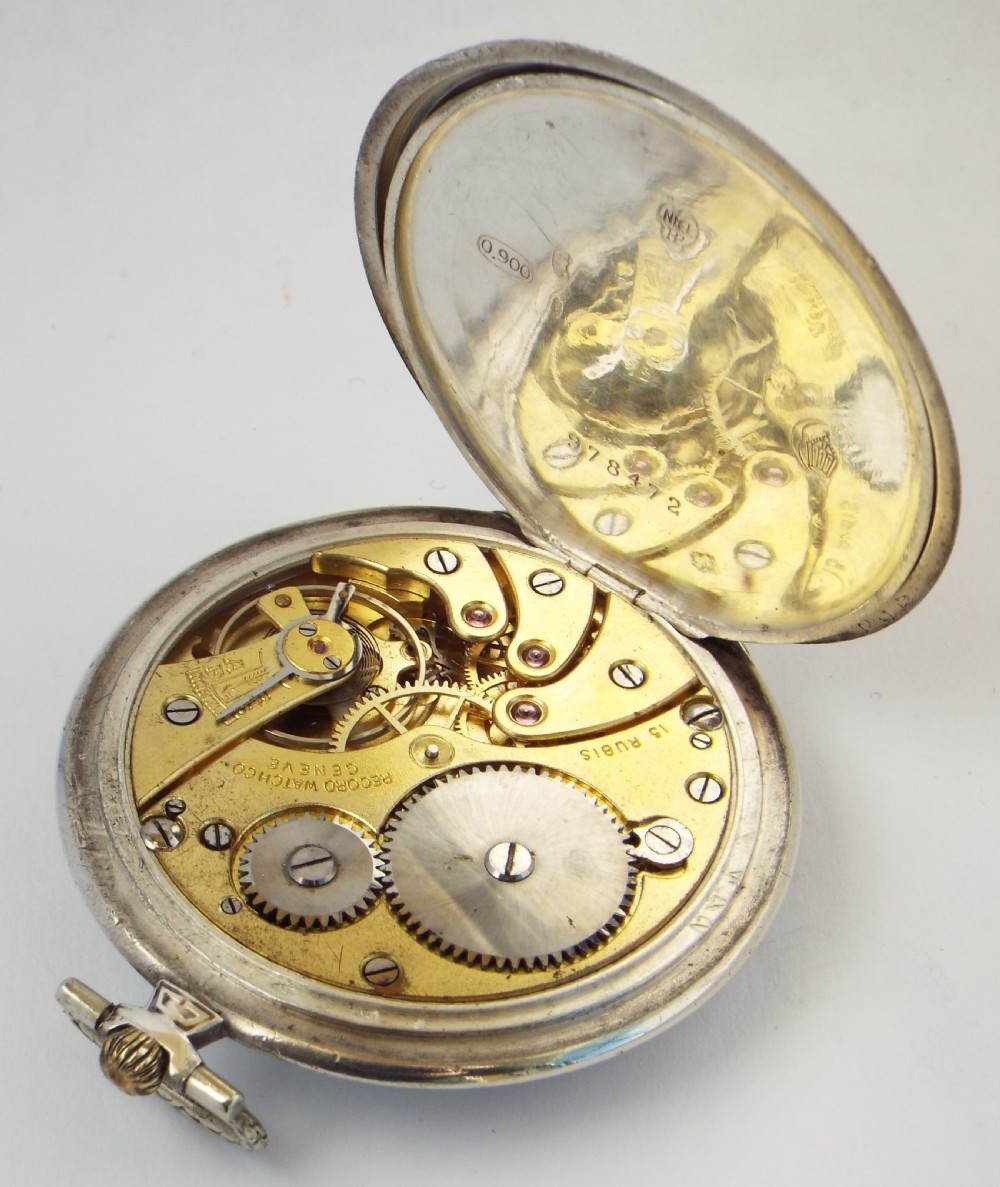 Art Deco Record silver pocket watch. View VI