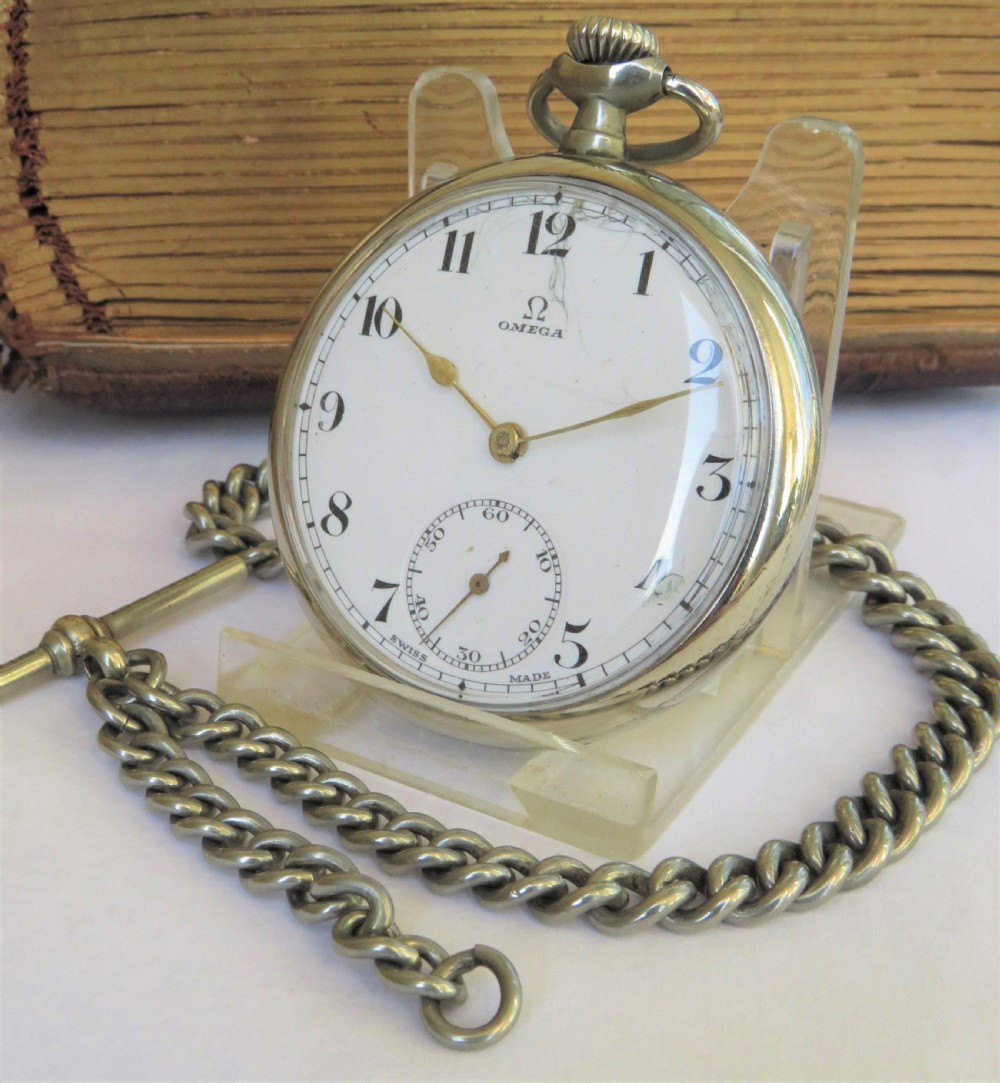 1930s Omega pocket watch and chain.