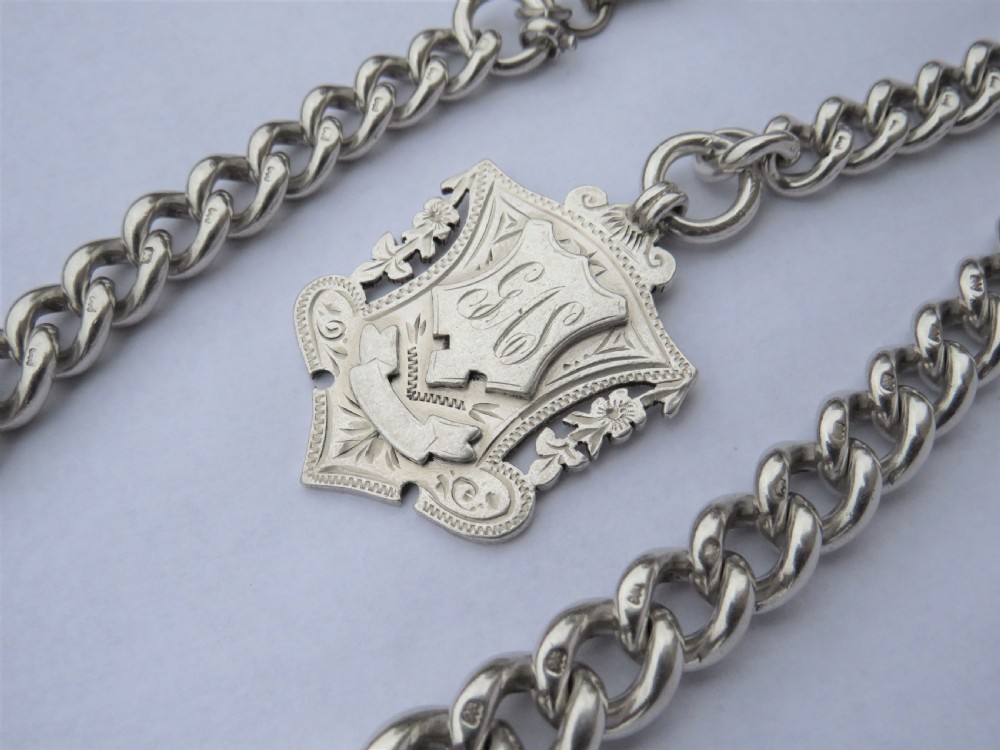 Antique goliath silver pocket watch albert and fob View II