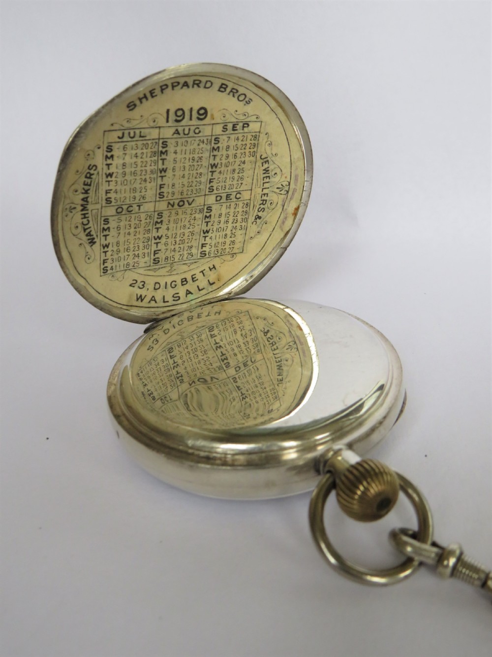 1918 silver James Wadsworth pocket watch & chain View II
