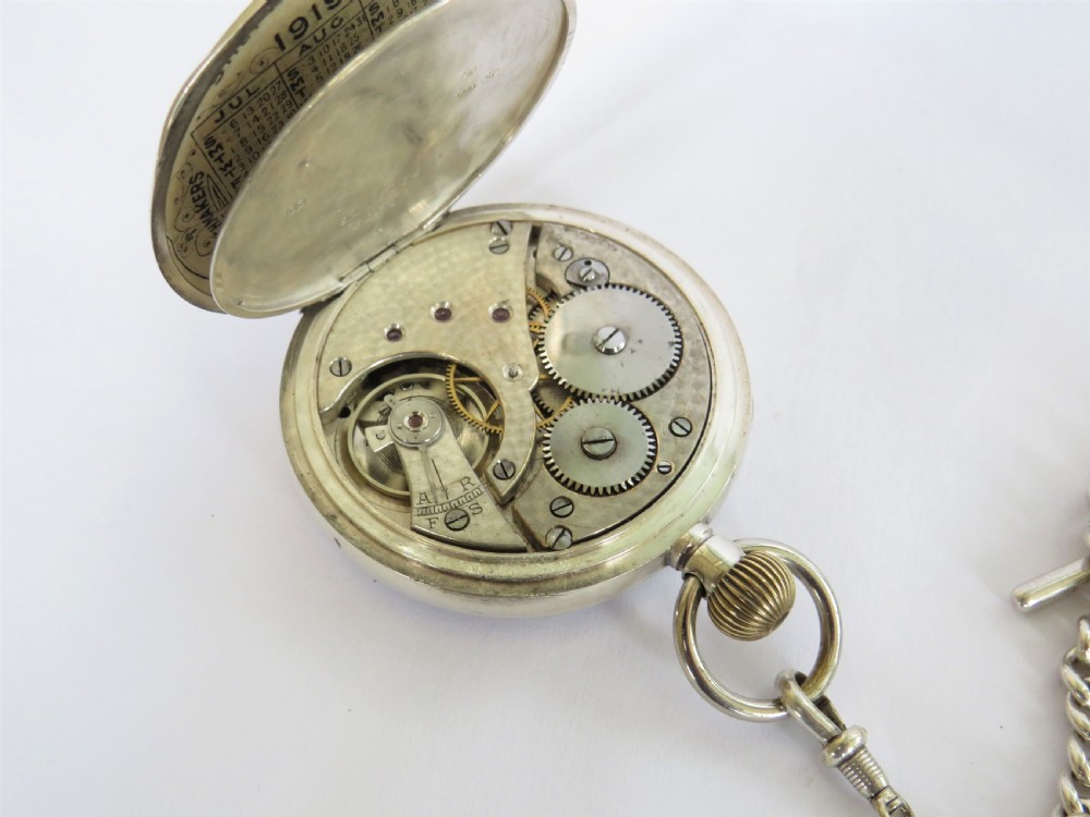 1918 silver James Wadsworth pocket watch & chain View IV