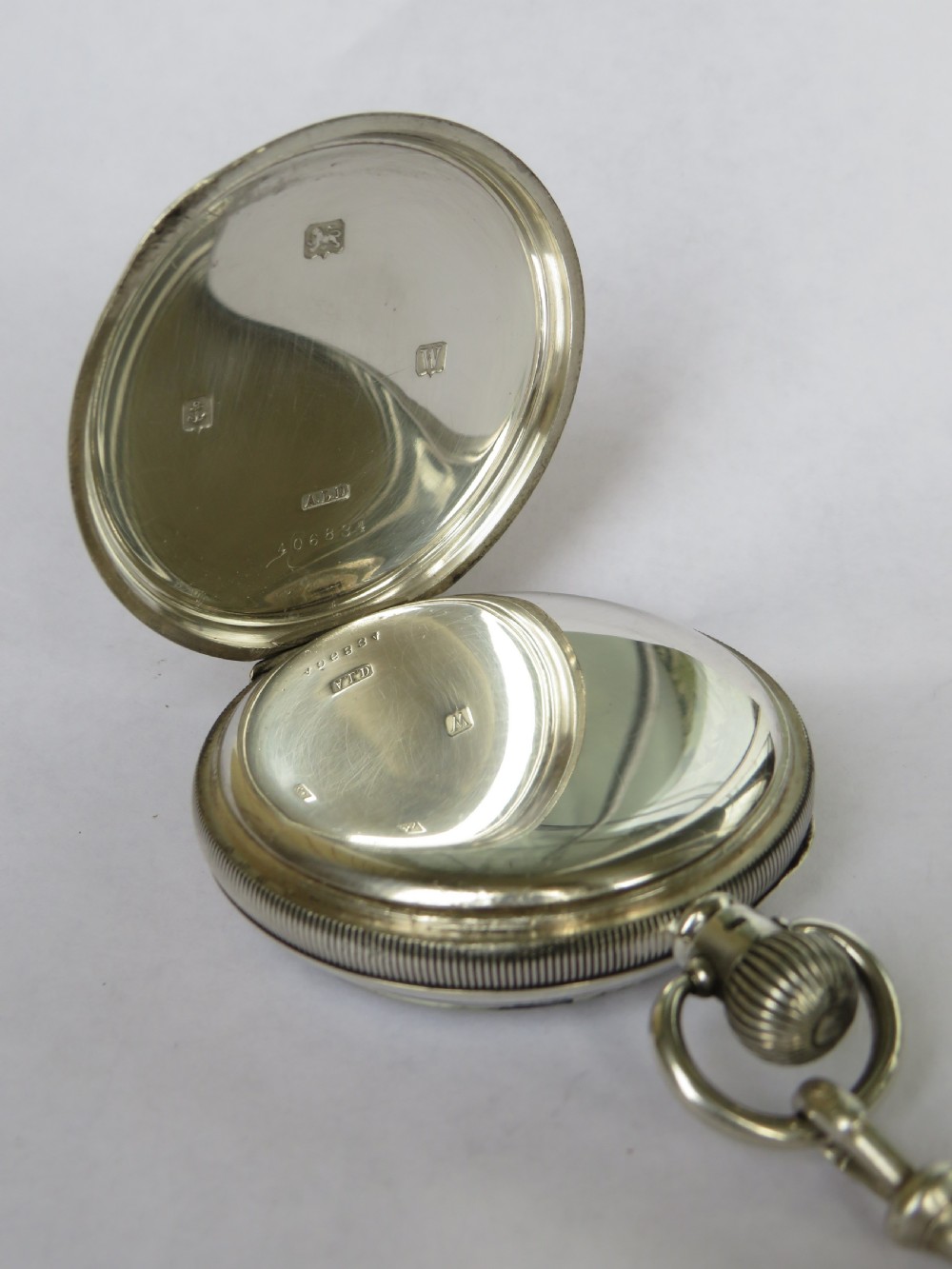 1921 Cyma silver pocket watch and chain View V