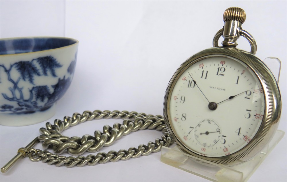 Antique 1902 Waltham pocket watch and chain