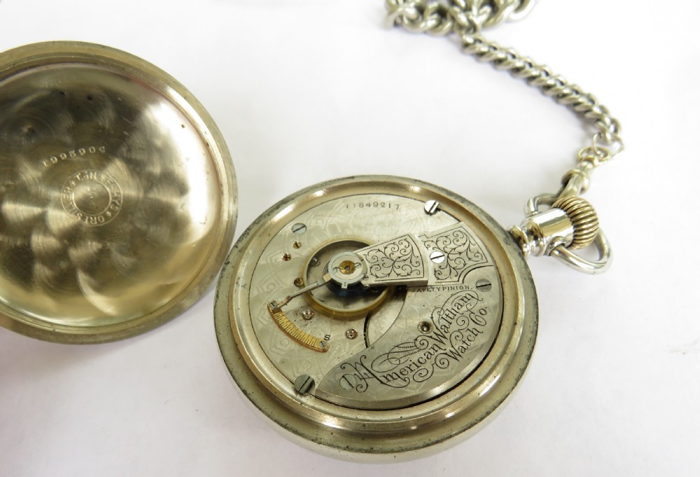 Antique 1902 Waltham pocket watch and chain View III