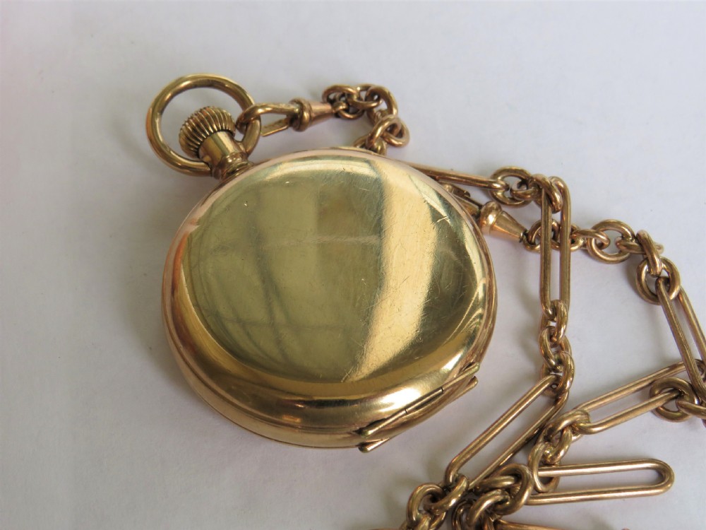 Antique full hunter pocket watch and chain View III