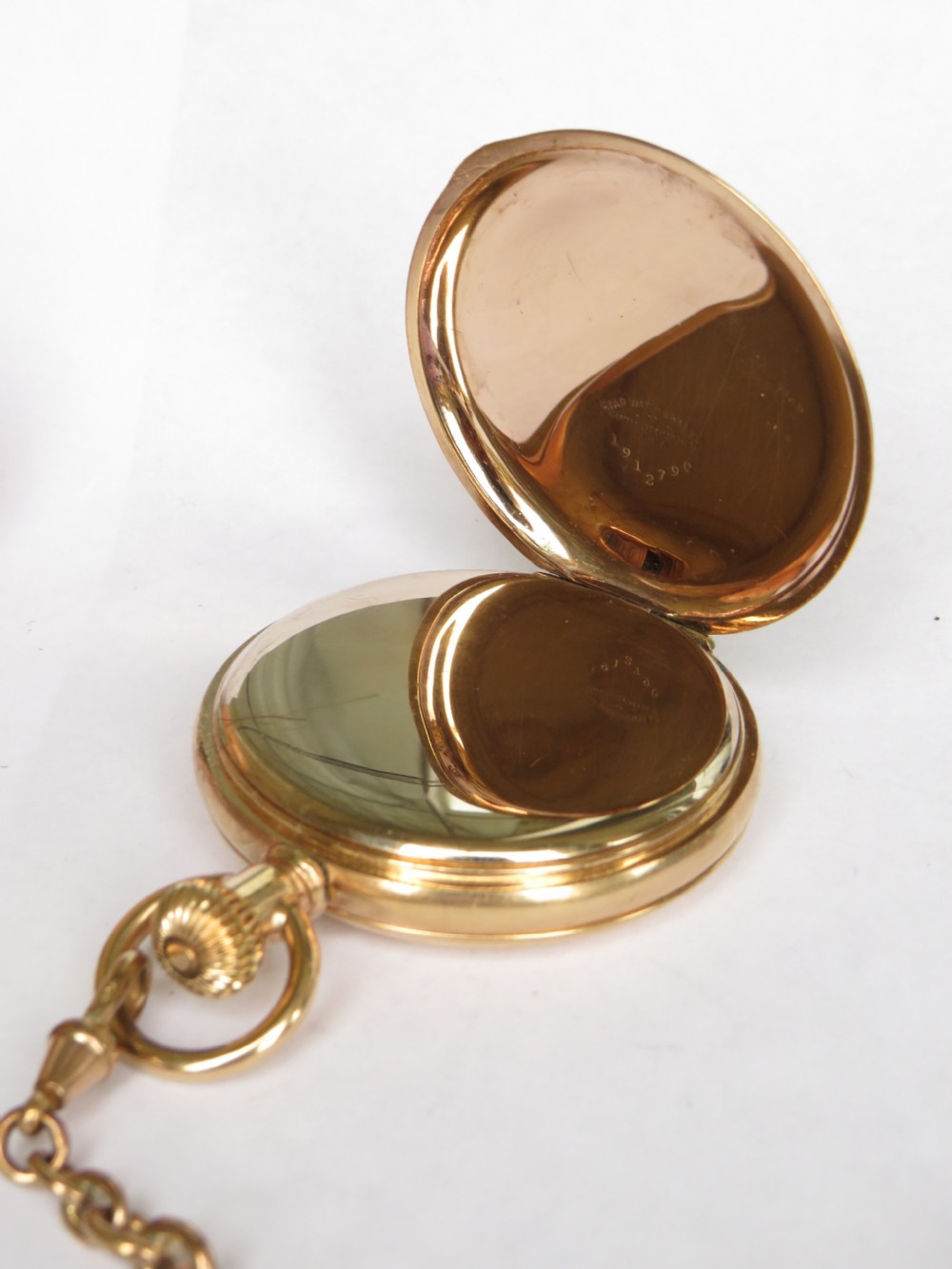 Antique full hunter pocket watch and chain View IV
