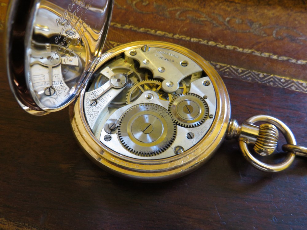 Antique full hunter pocket watch and chain View V