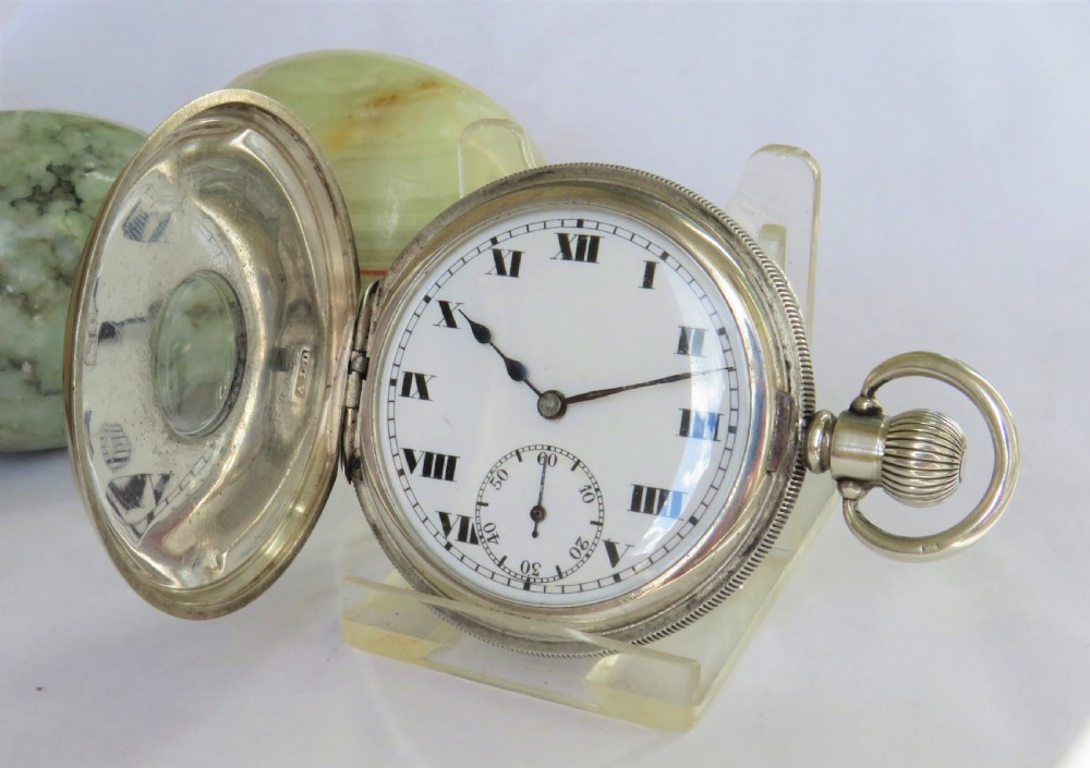 Antique silver Lagaros half hunter pocket watch