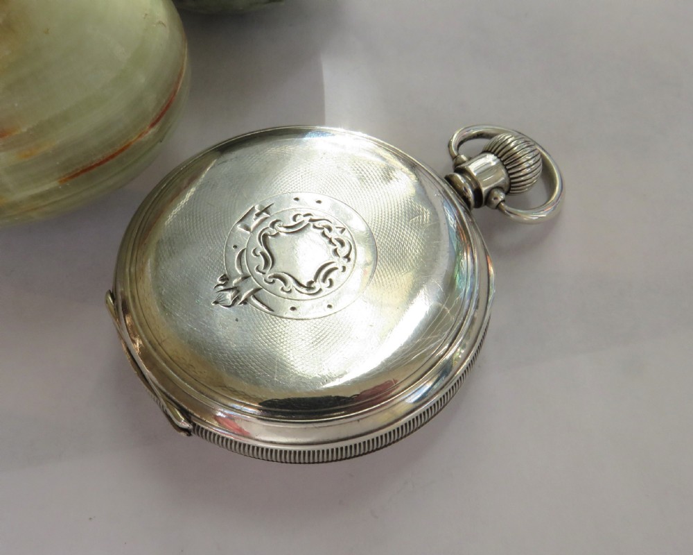 Antique silver Lagaros half hunter pocket watch View III