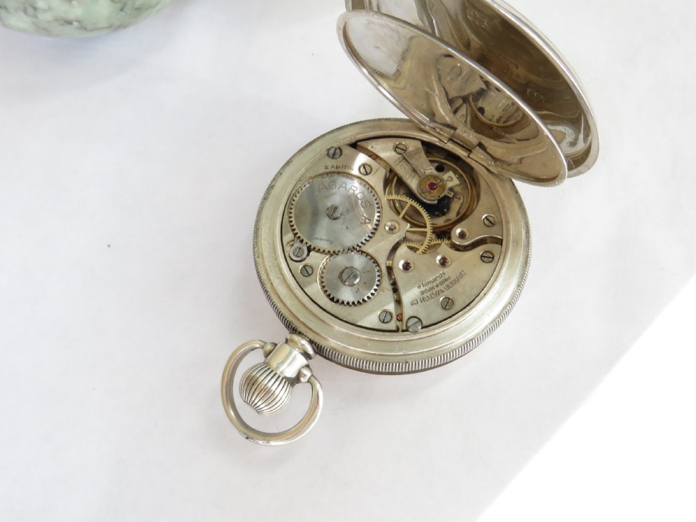 Antique silver Lagaros half hunter pocket watch View V
